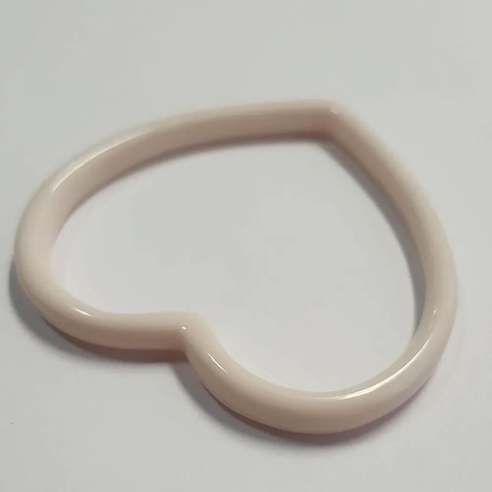 Heart Bangle Bracelet in Ivory Cream By Sparklemuse